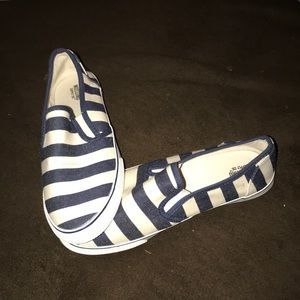 Blue & White Striped Canvas Shoes